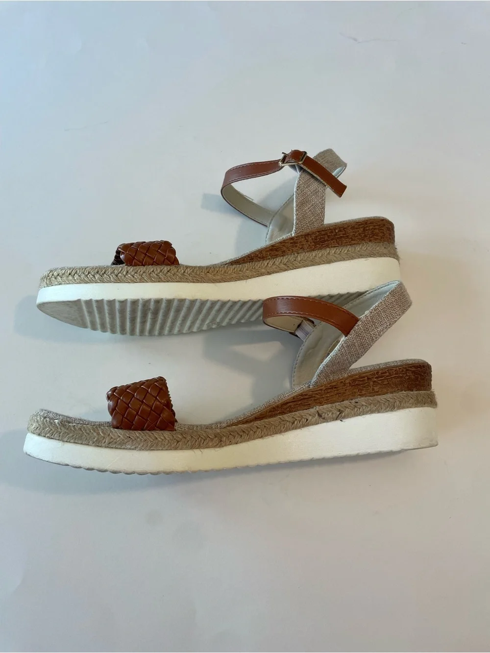 Women’s Brown Woven Strap Wedge Sandals - Picture 5 of 6